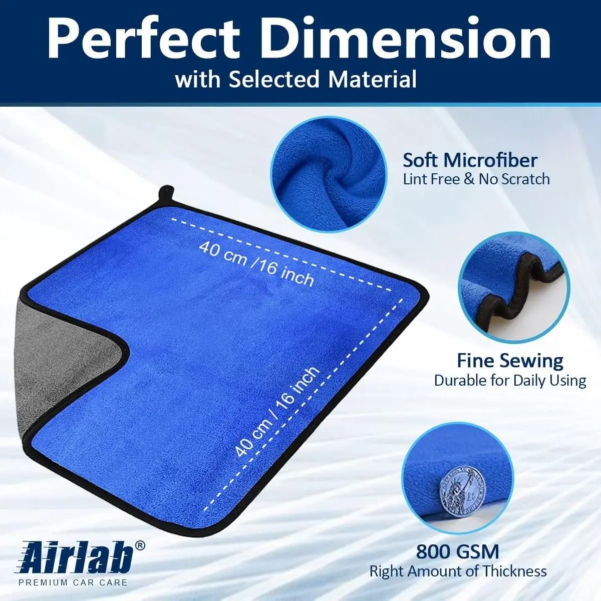 500GSM Microfiber Car Washing Towel Double Layer Quick Dry Cloth