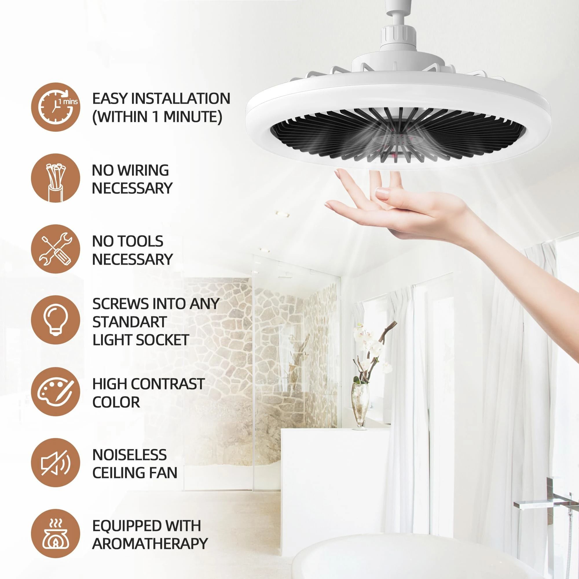 Modern Ceiling Fan with LED Light and Remote Control