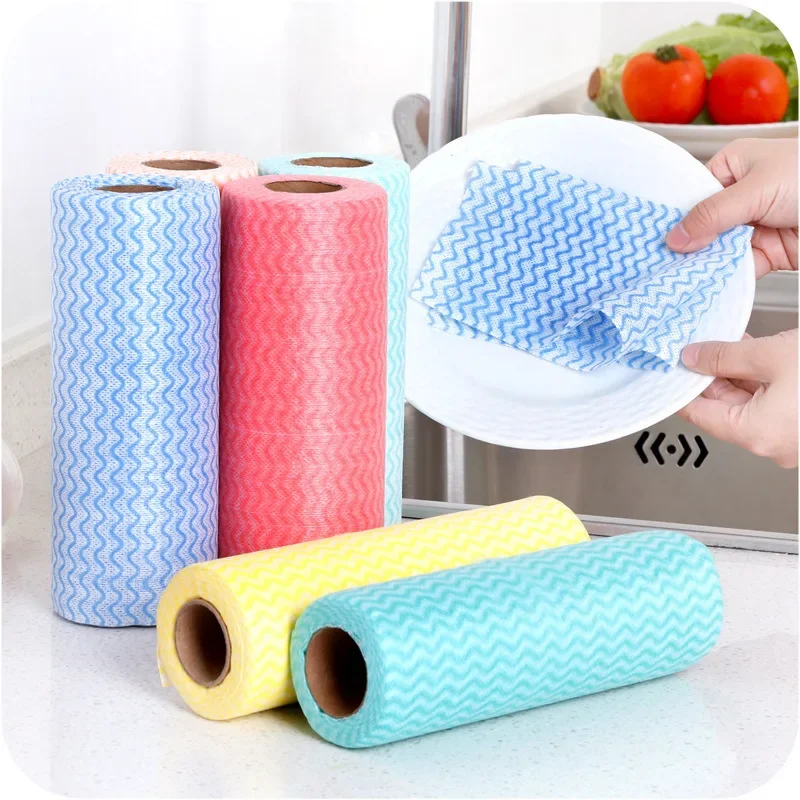 Disposable Kitchen Cloth Roll, Non Woven Fabric Cleaning Cloth, Tear Off Dishcloth for Easy Use
