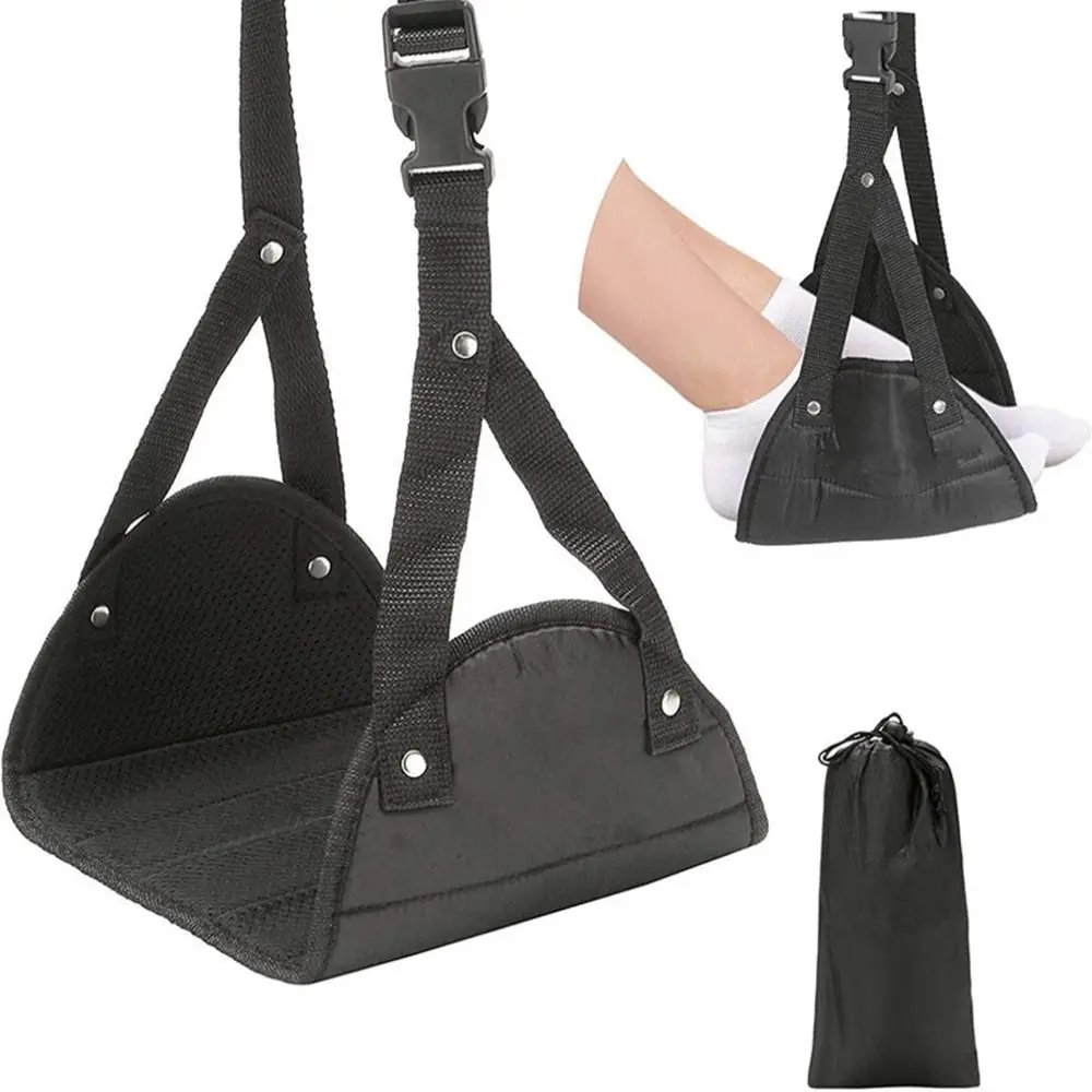Premium Memory Foam Footrest Hammock, Comfy Hanger Travel Airplane Foot Swing Chair
