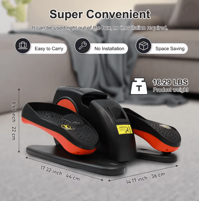 Under Desk Elliptical Exerciser with Remote Control Quiet Pedal Trainer