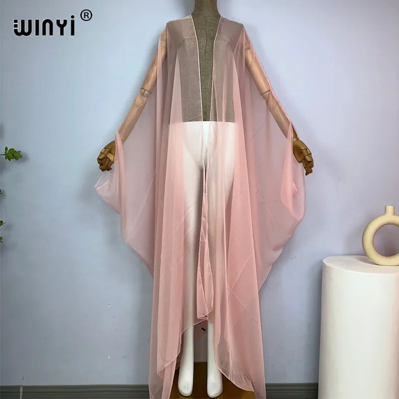 Sheer Monochrome Kimono Beach Cover Up
