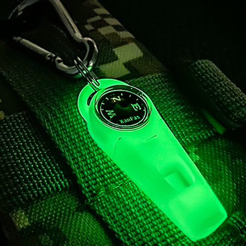 Mini Whistle Compass with Stainless Steel Buckle  Luminous Diving Compass with Survival Whistle