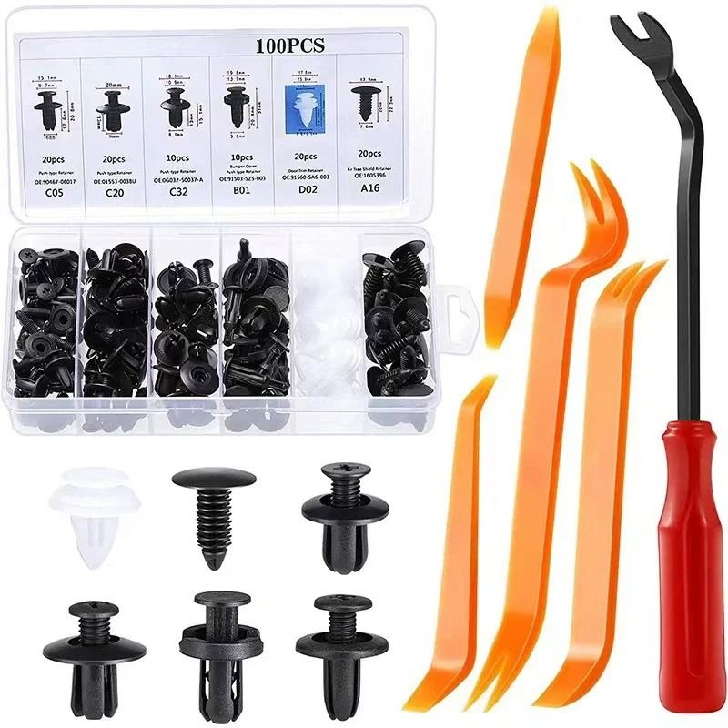 Universal Car Body Push Retainer Pin and Trim Fastener Kit with Tools