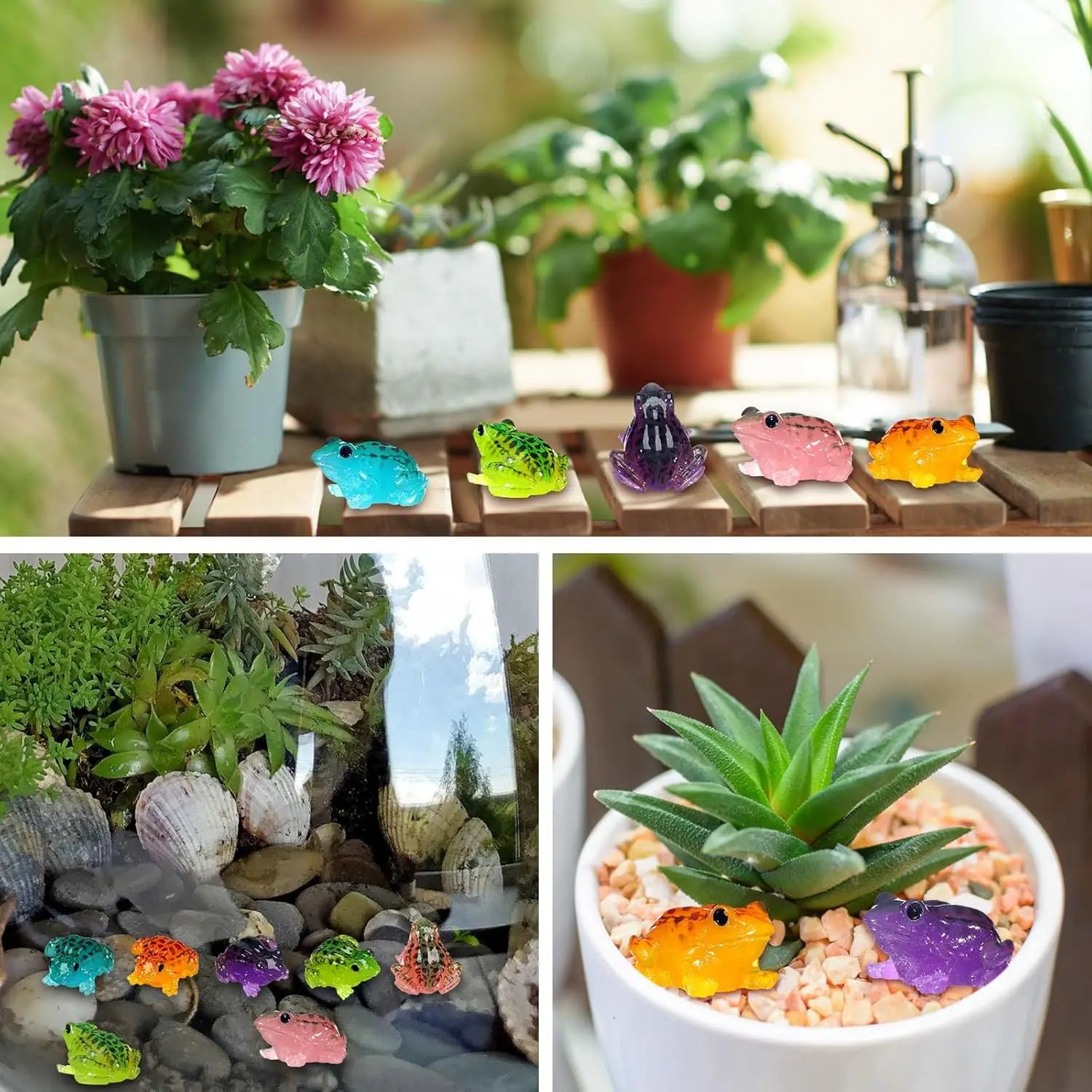 GlowCharm Mini Resin Frog Figurines – Luminous Fairy Garden Frogs for Terrarium & Moss Decor