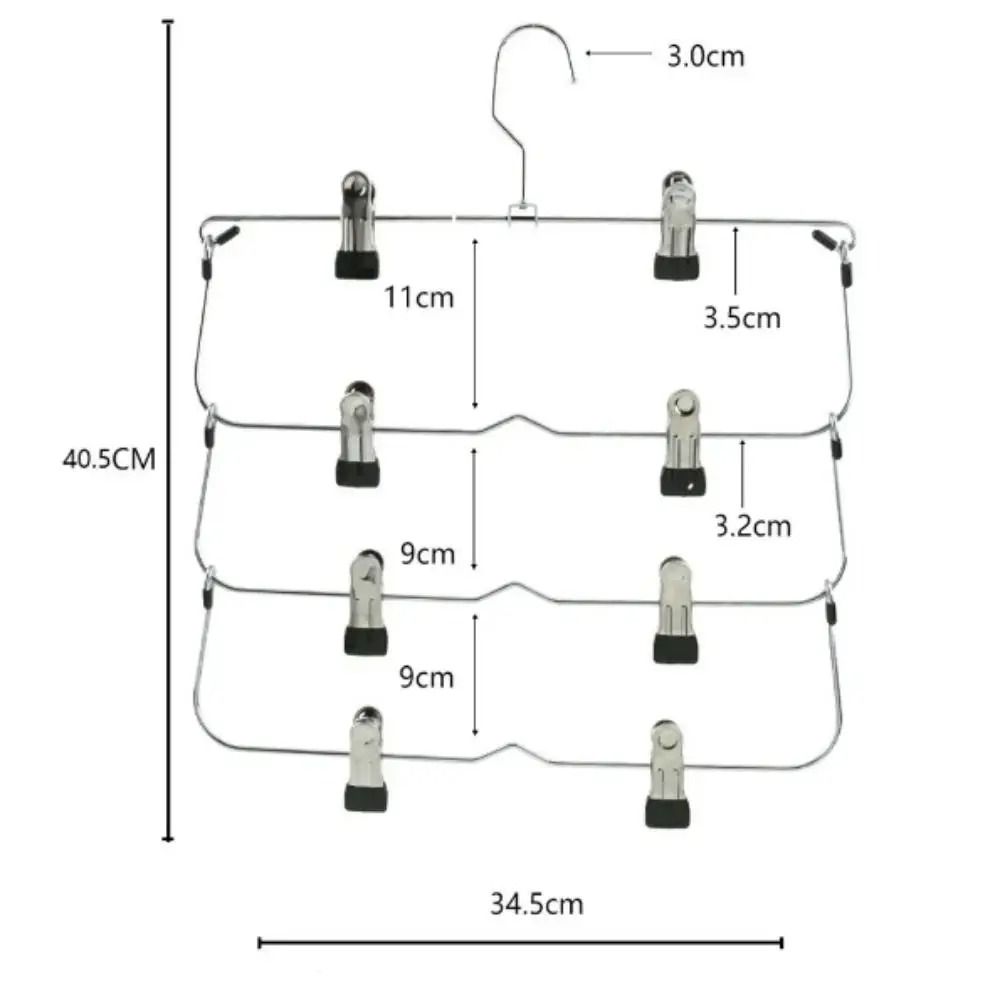 4 Tier Stainless Steel Pants Hanger Non Slip Skirt Rack with Adjustable Clips