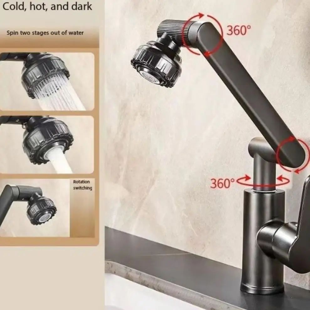 Brushed Nickel Swivel Kitchen Faucet Anti Splash Sink Mixer Tap Hot Cold Water Stainless Steel Bathroom Fixture