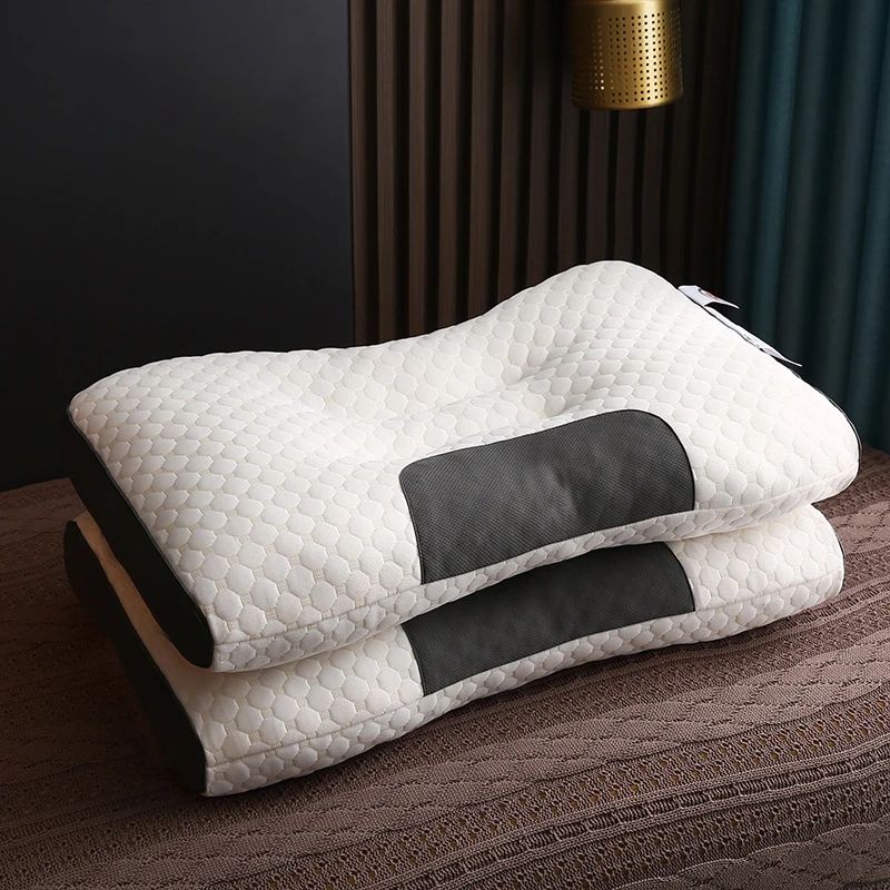 2 Pcs Knitted Neck Support Pillows with Removable Case – Ergonomic Bed Pillow Set for Side, Back & Stomach Sleepers