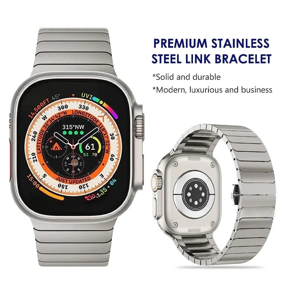Titanium Tone Stainless Steel Link Bracelet