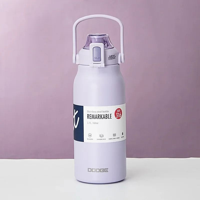 Large Capacity Stainless Steel Tumbler Thermos Bottle with Straw and Lock Lid