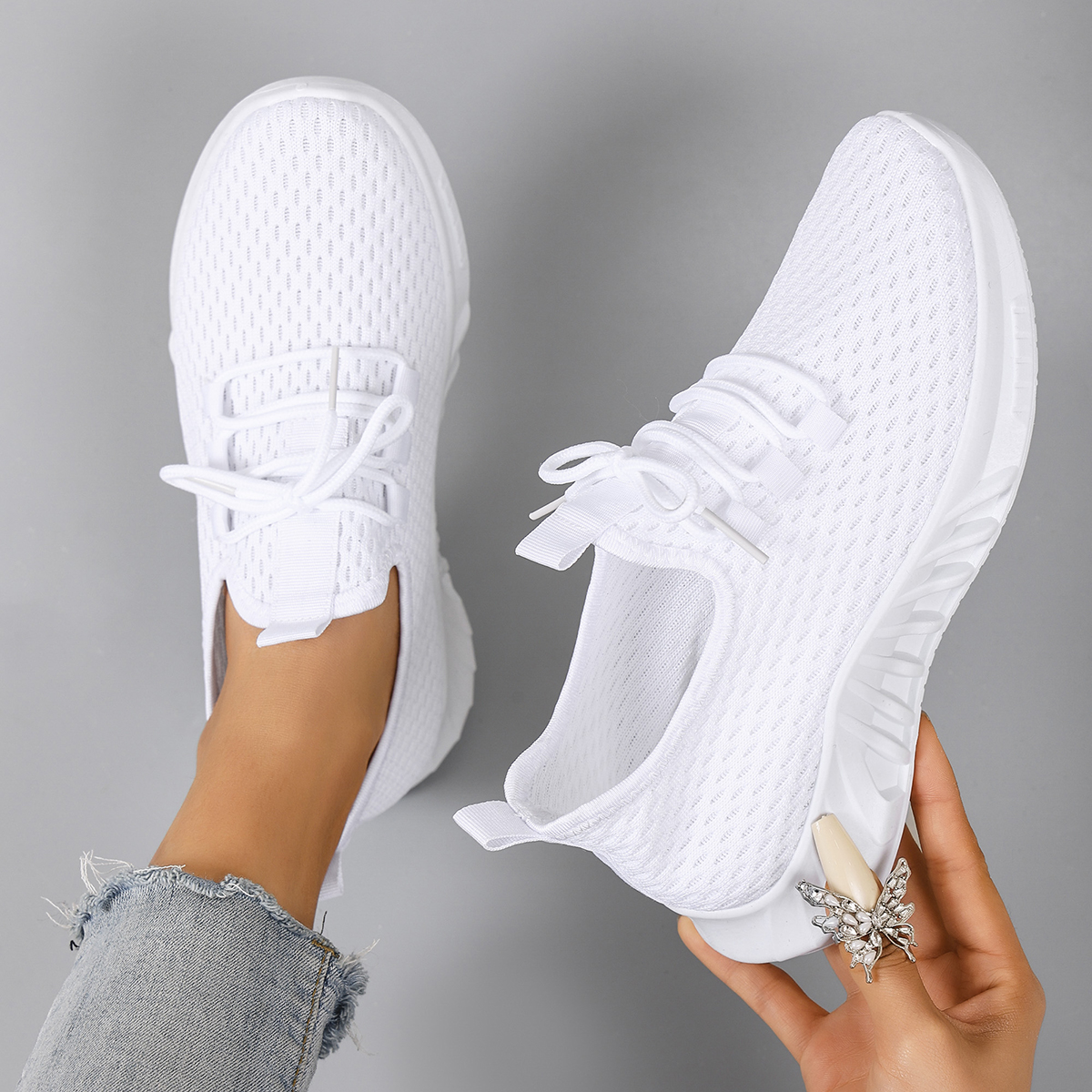 Breathable Mesh Flat Shoes for Women, Casual Sneakers, Summer Shoes, Women's Shoes