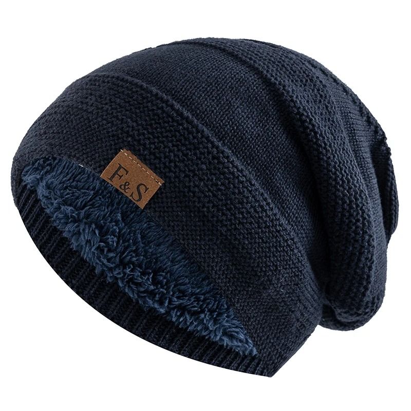 Unisex Slouchy Fur Lined Winter Beanie Hat