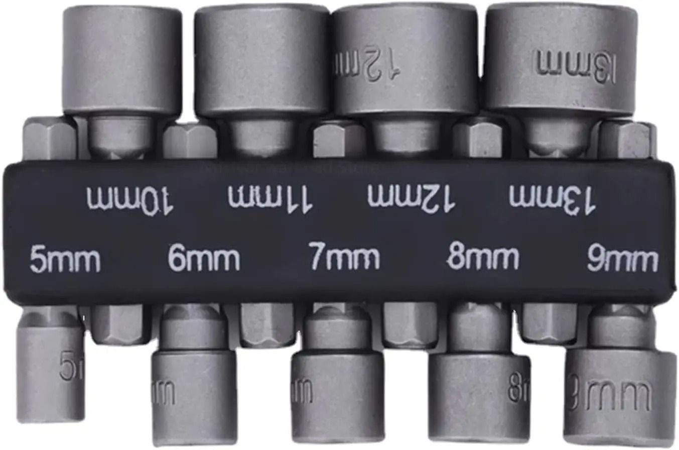 9 Piece Hex Socket Nut Driver Set 5 mm to 13 mm