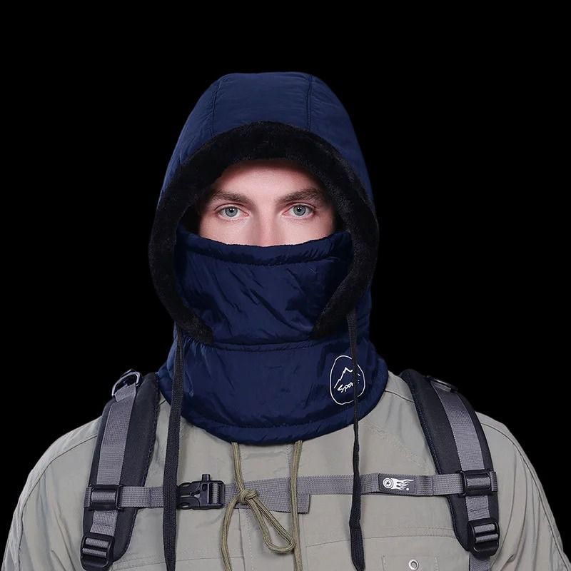 Unisex Plush Balaclava Hat Winter Warm Knitted Neck Scarf with Face Mask