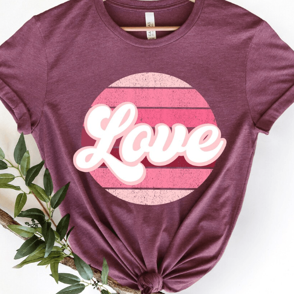 Retro Love Heart Valentine's Day Shirt – Cute Heart Shirt for Women, Perfect Valentine's Day Tee