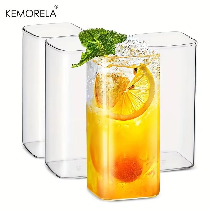 4-Piece Highball Glass Set – 16.88 & 18.93 fl oz Clear Tall Drinking Glasses for Cocktails, Beer, Juice and More