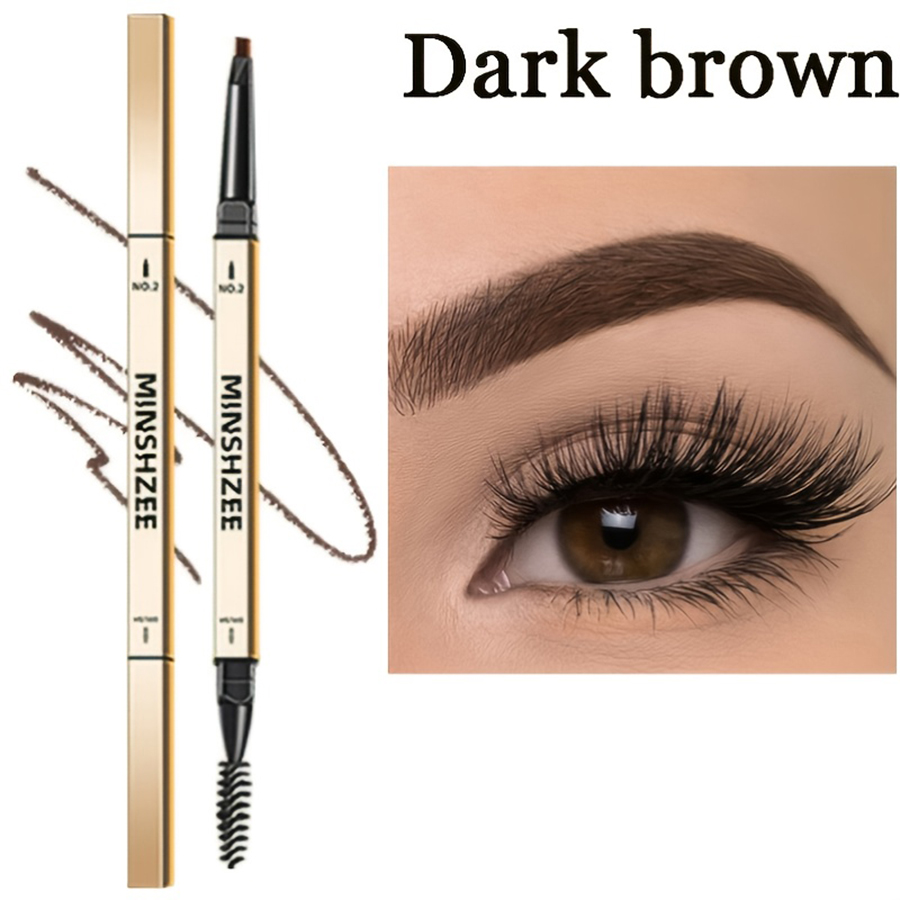 Waterproof Eyebrow Pen, Non-Smudged Lasting Brown Matte Makeup, Double Head Eyebrow Tint Pencil with Brush
