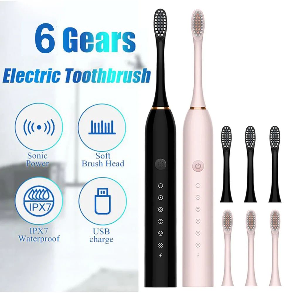 Sonic Electric Toothbrush with 6 Modes USB Rechargeable