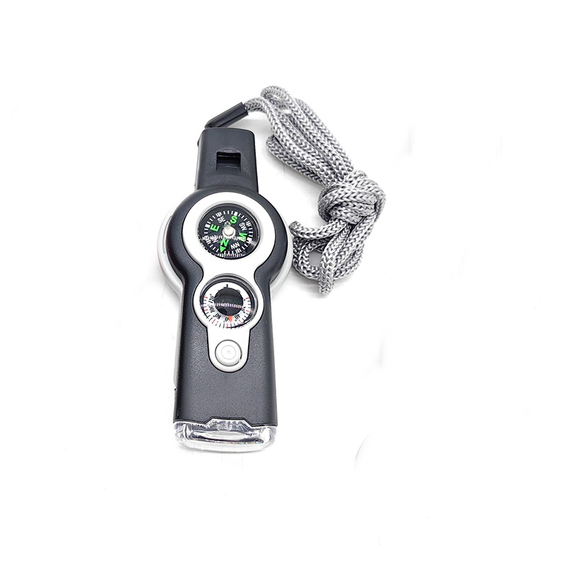 Survival Whistle Multi Tool Flashlight with Compass & Thermometer for Outdoor Emergency Gear