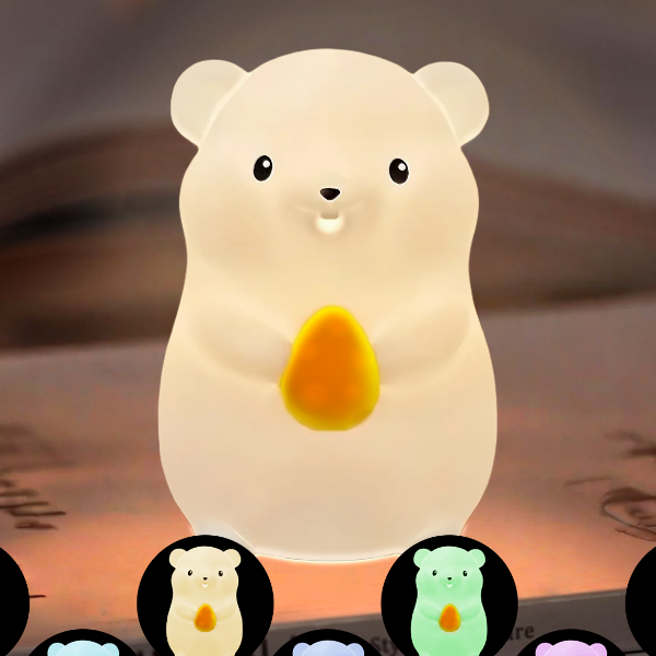 Cute Pear Night Light, Dimmable, USB Rechargeable Touch Control, Silicone Stress Relief Pat Duck Lamp