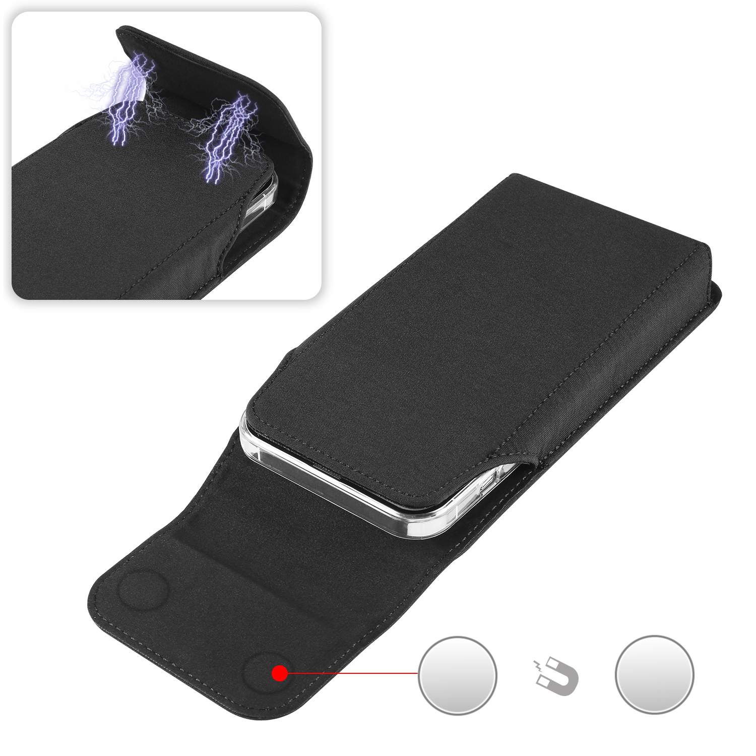 Universal Rugged Nylon Phone Holster with Secure Belt Clip and Loop
