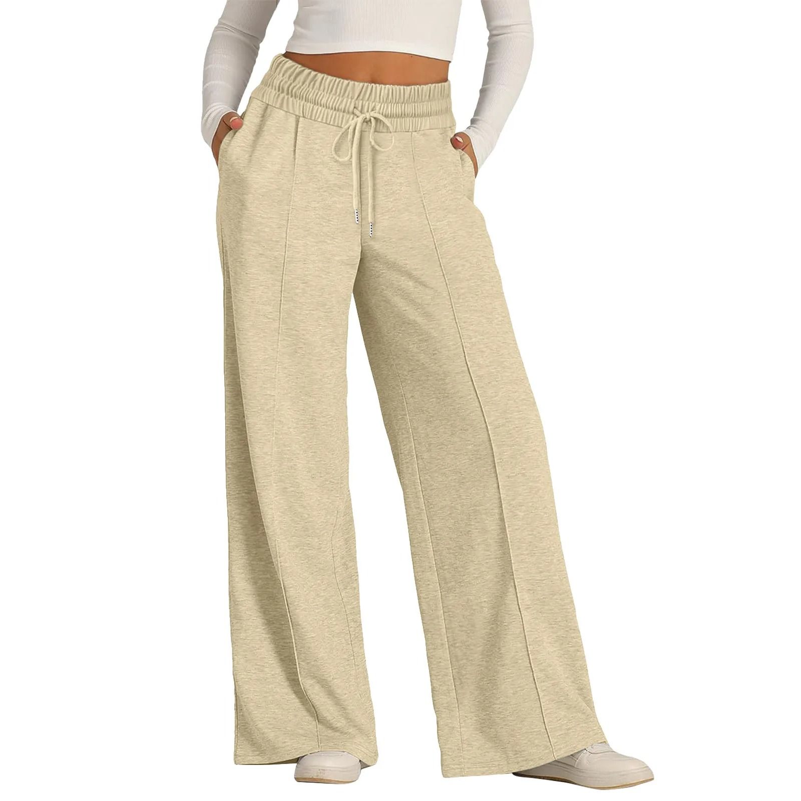 Womens Summer Tie Strap Wide Leg Jumpsuit Stretchy Casual Loose Pants