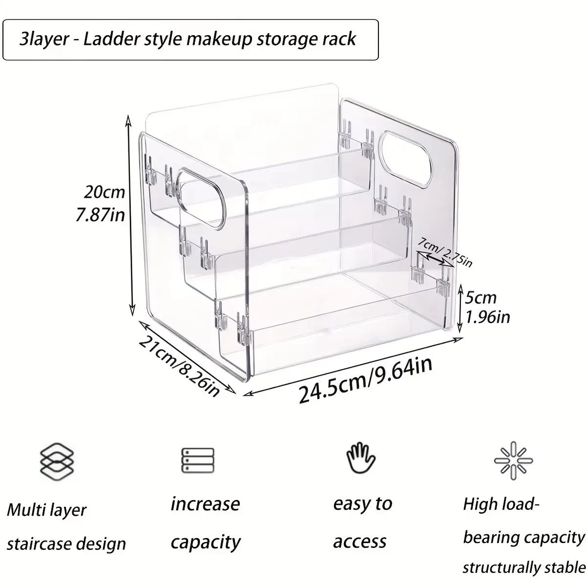 Nexus Prism Cascade | 3-Tier Transparent Acrylic Perfume & Cosmetic Display Shelf