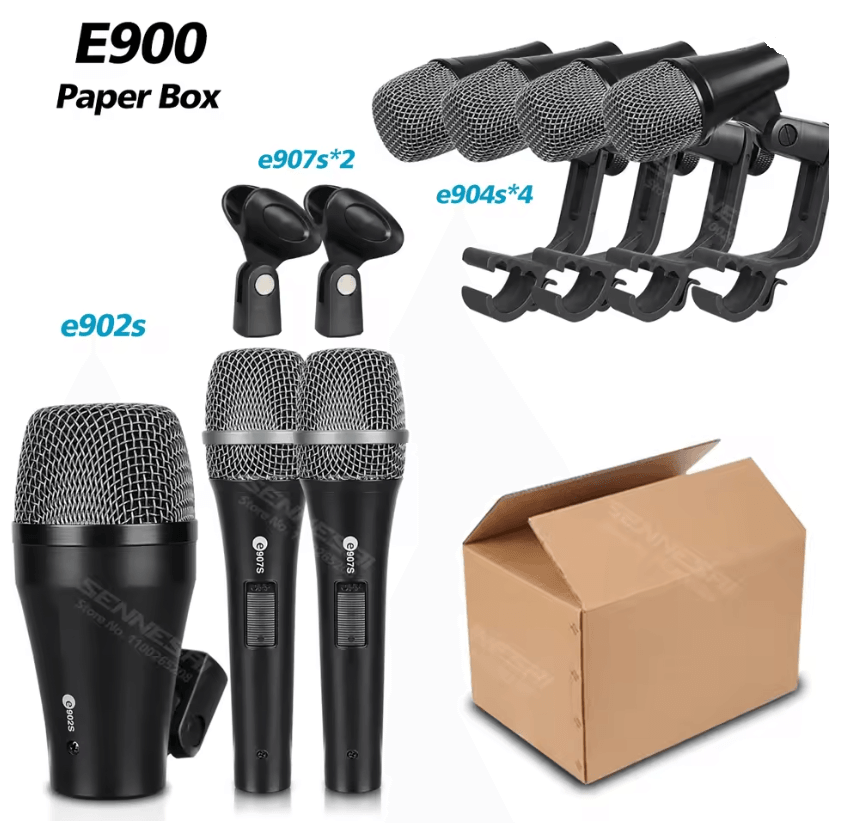 SENNESAI E900 7 Piece Drum Microphone Kit for Kick Snare Tom and Cymbals