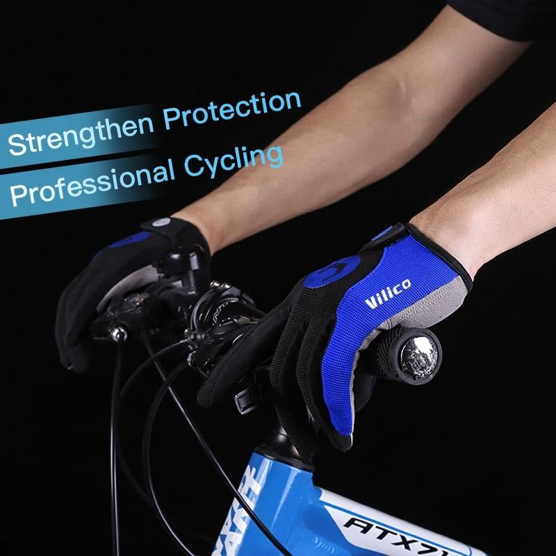 Mens Long Finger Cycling Gloves Touch Screen Non Slip