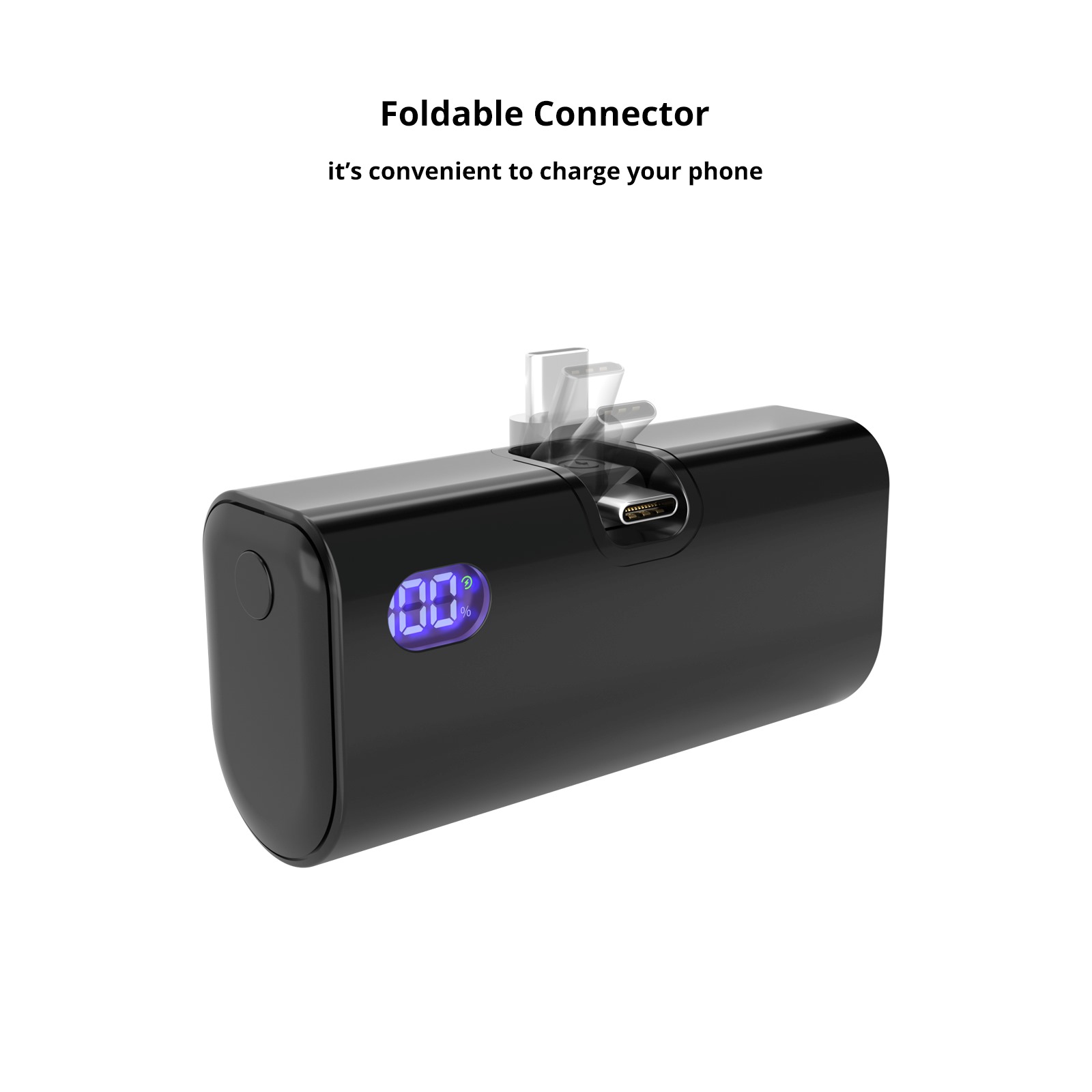 Fast Charging Portable Charger, Mini Power Bank, Foldable USB-C Lightning External Battery for iPhone Xiaomi