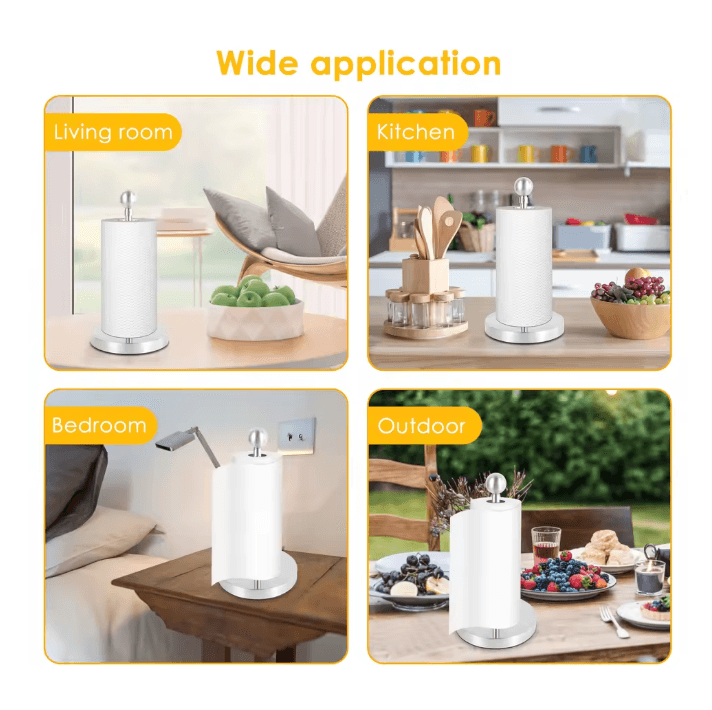 Stainless Steel Paper Towel Stand Nonslip Freestanding Kitchen Roll Holder