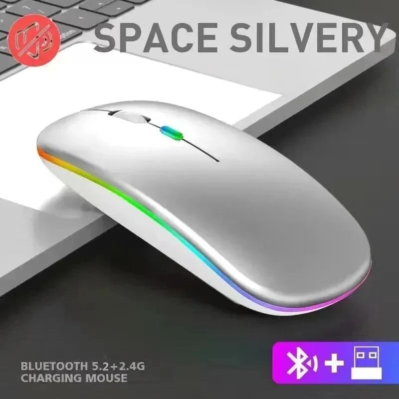 Rechargeable Silent Wireless Mouse with LED Backlit and Dual Mode