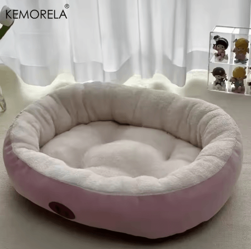 Plush Oval Pet Bed Thickened, Machine Washable Dog & Cat Cushion for All-Season Comfort