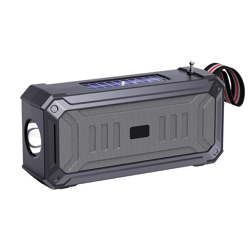 Solar Wireless Bluetooth Speaker with Flashlight Dual Solar Power, Rechargeable MP3 Player & FM Radio