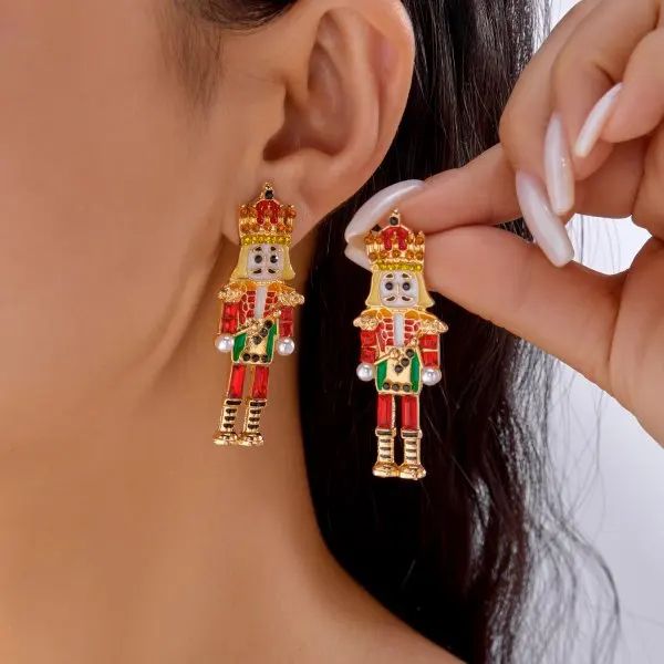 Rhinestone Christmas Light Bulb Drop Earrings