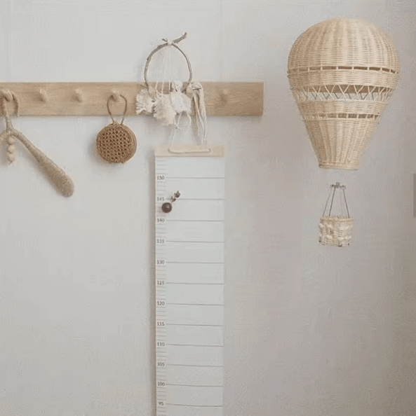 Handwoven Rattan Hot Air Balloon Wall Decor – Nordic Boho Nursery Hanging Ornament for Kids Room