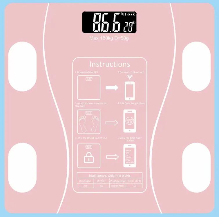 Bluetooth Smart Body Weight Scale Rechargeable Digital Scale