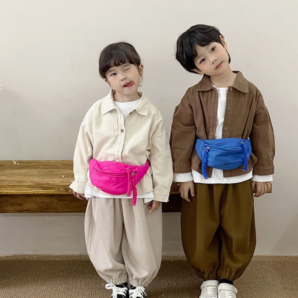 Canvas Children Bag, Fashion Water Proof Crossbody Bag, Large Capacity Zipper Shoulder Bag, Fanny Pack Hip Purse
