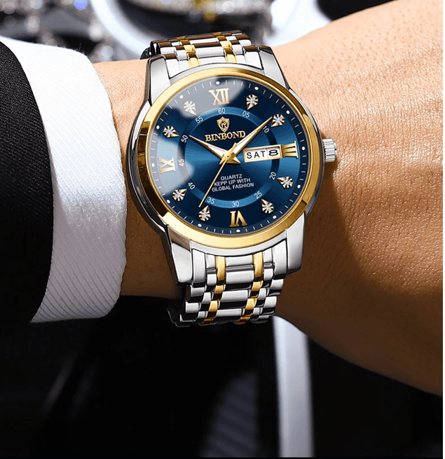 AquaLuxe Diver 30ATM Luxury Mens Waterproof Watch with Quartz Movement