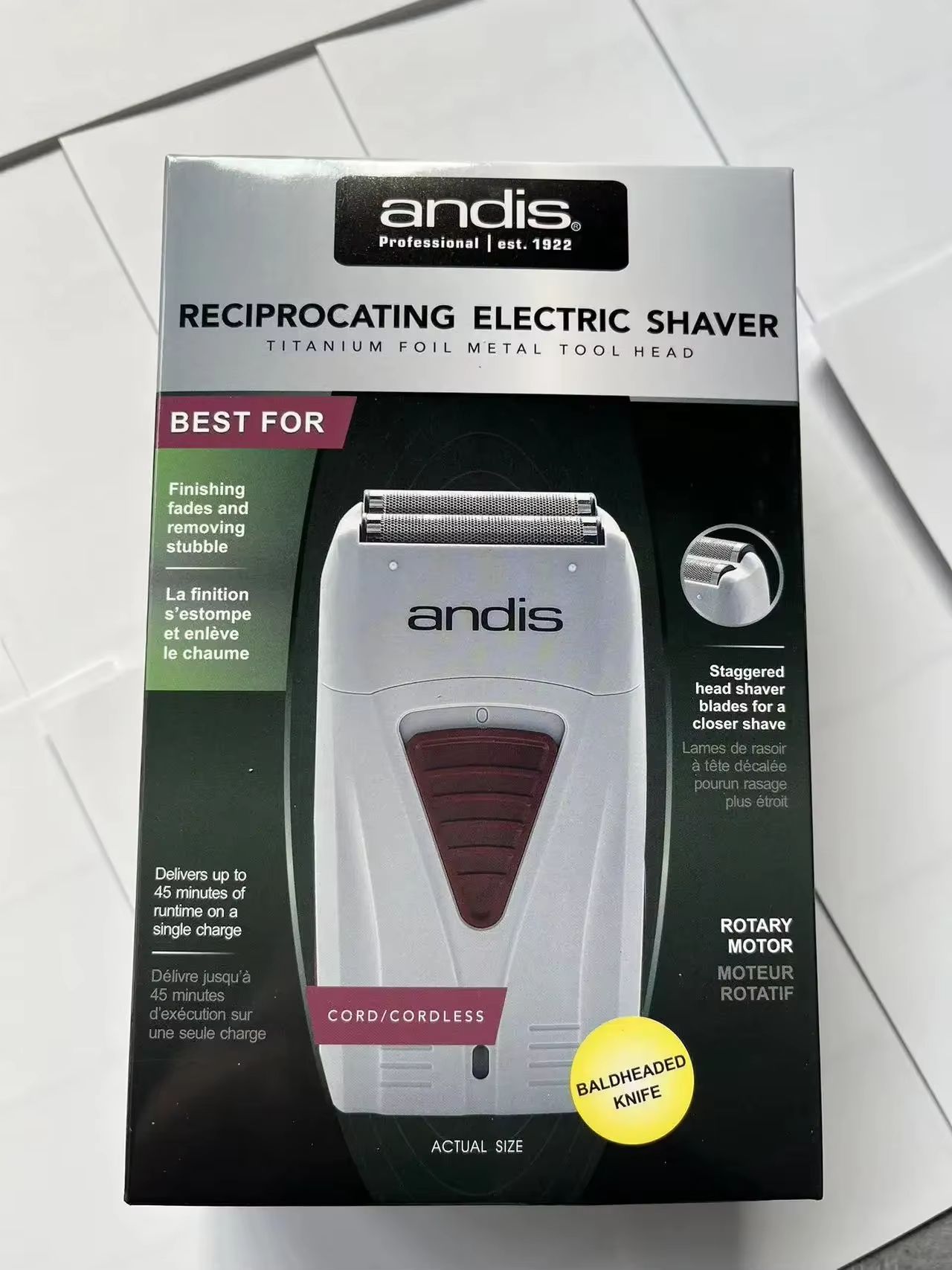 Andis Lithium Titanium Foil Shaver – Cordless Men's Razor for Smooth, Bald, and Close Shaving