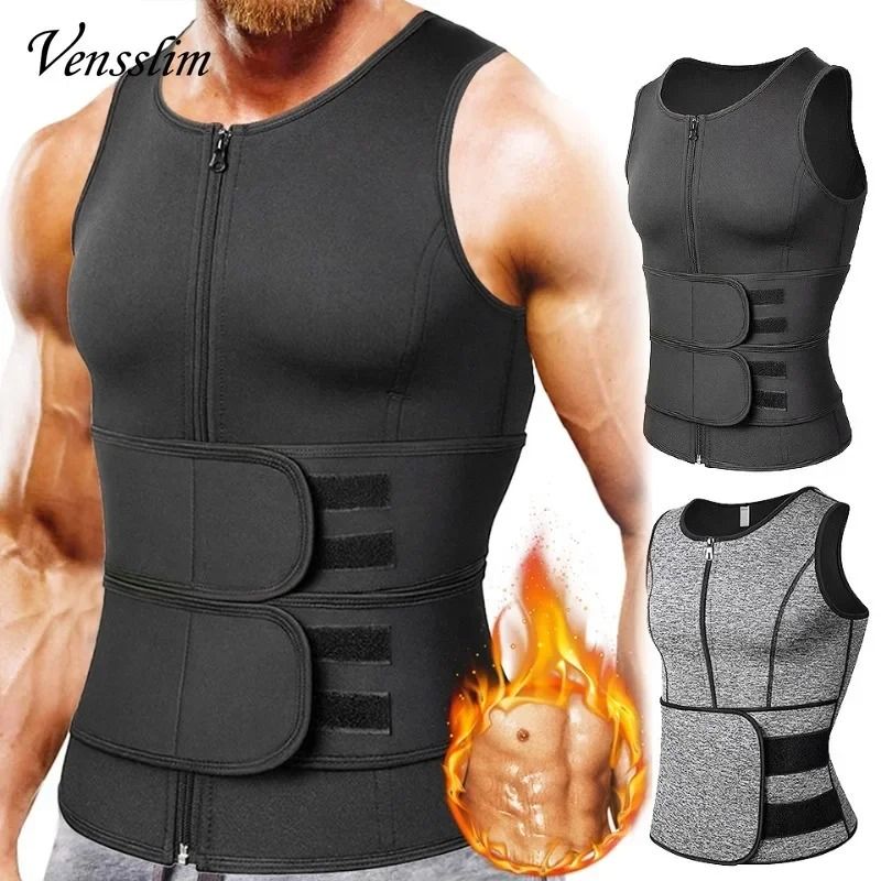 Mens Compression Vest Waist Trainer Body Shaper with Sauna Sweat Effect