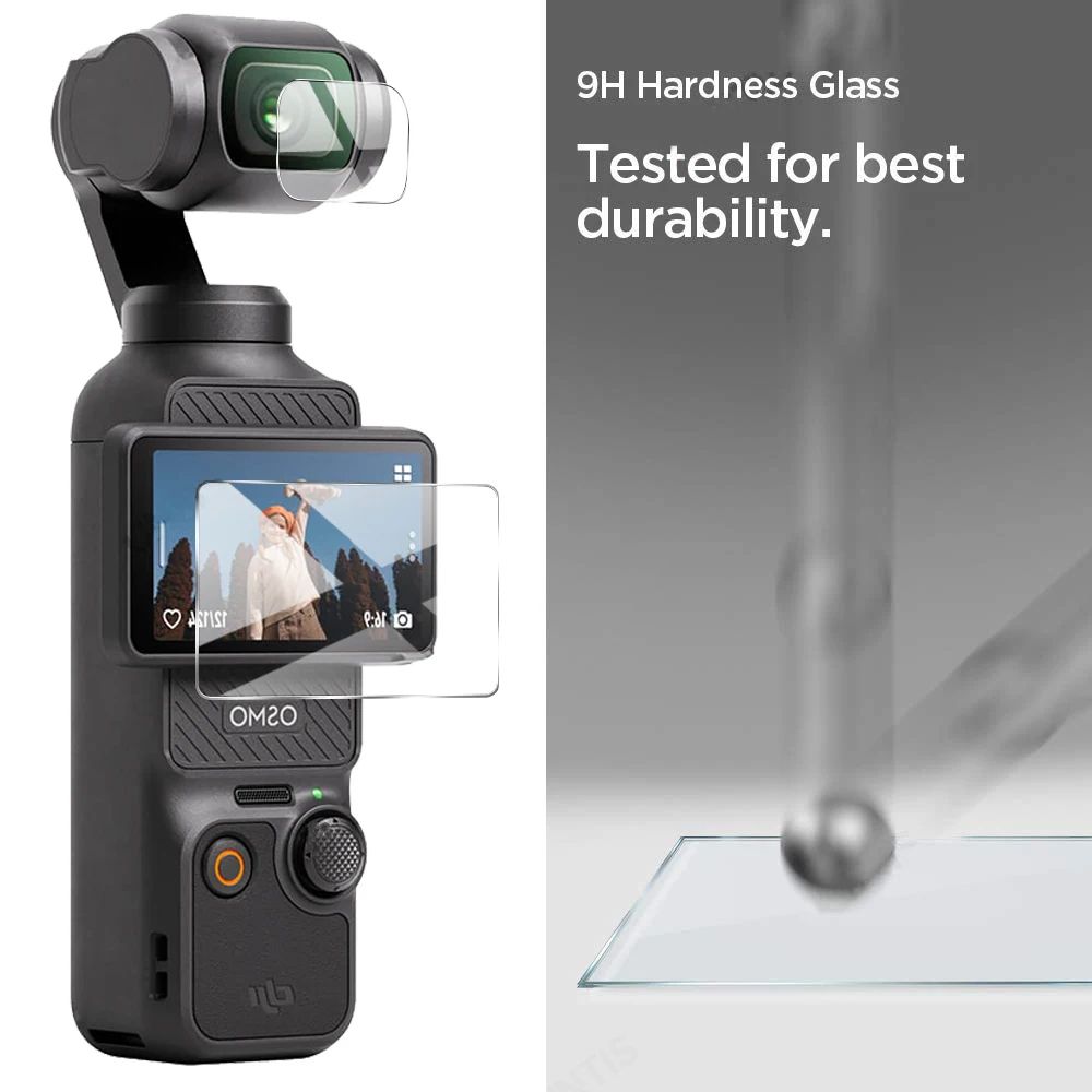 DJI Pocket 3 Screen & Lens Tempered Glass Protector Set – 9H Anti-Scratch Clear Film