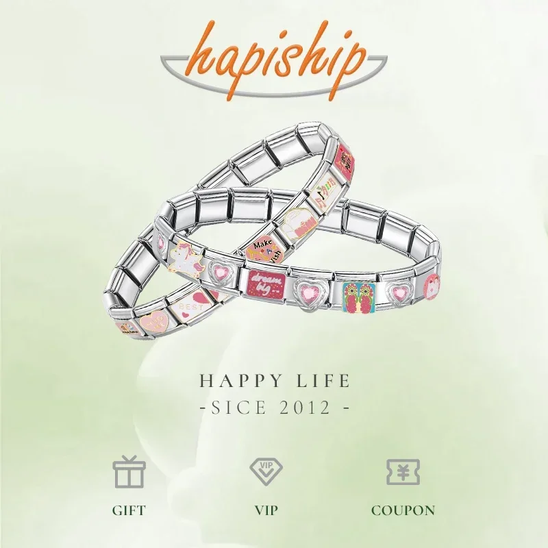 Hapiship Womens Elastic Charm Bracelet Fashionable Stainless Steel Bangle