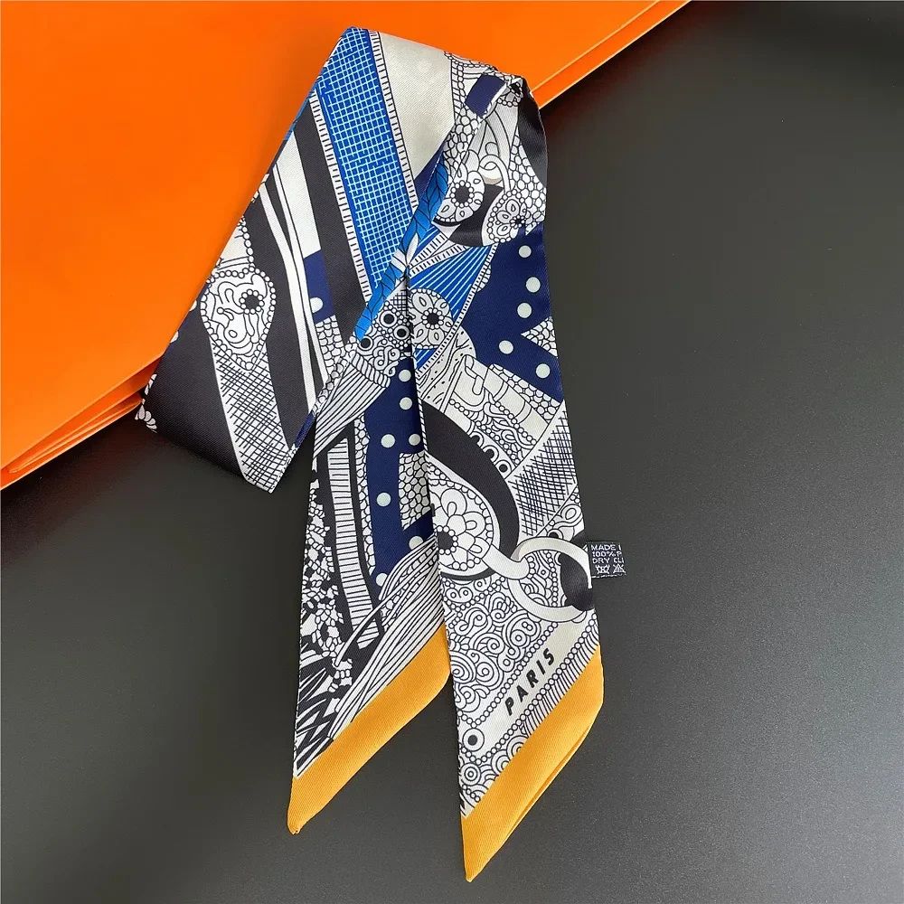 Retro Printed Imitation Silk Long Scarf