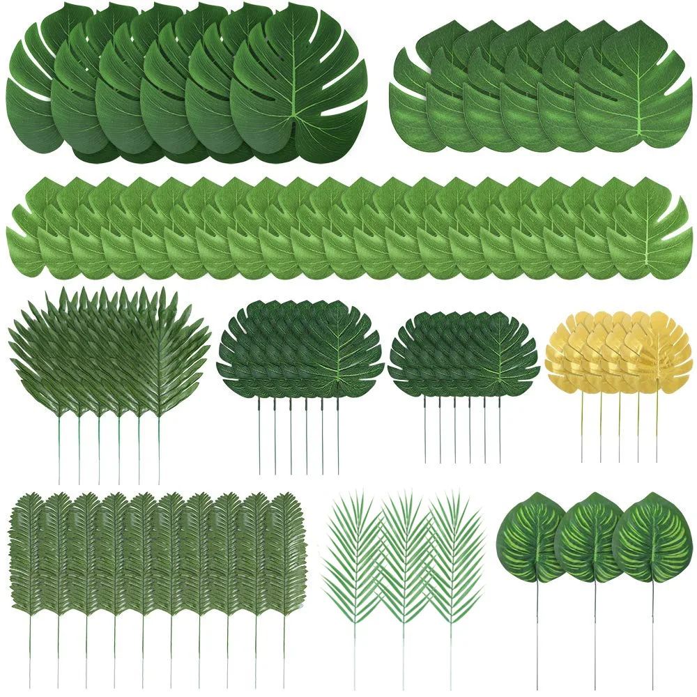 Lush Tropics Artificial Palm Leaves Set for Jungle Party & Home Decor