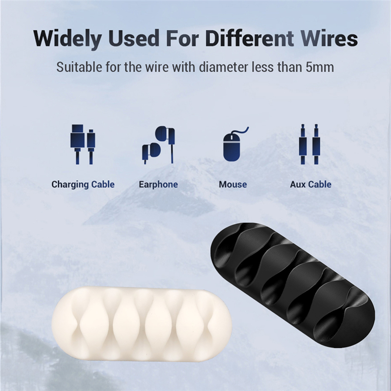 Round Silicone USB Cable Clip Organizer Desk Tidy Charger Cord Clips Adhesive Wire Clamp Management