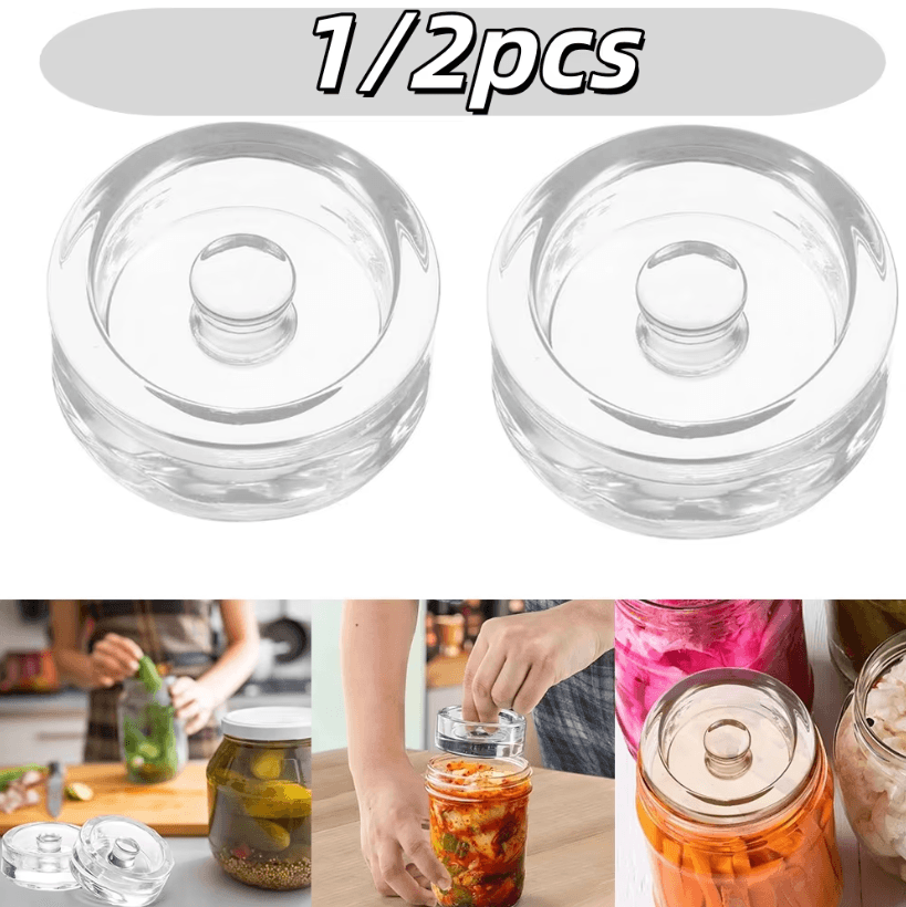 Premium Glass Fermentation Weights for Wide Mouth Mason Jars – Easy-Grip Pickling & Fermenting Kit