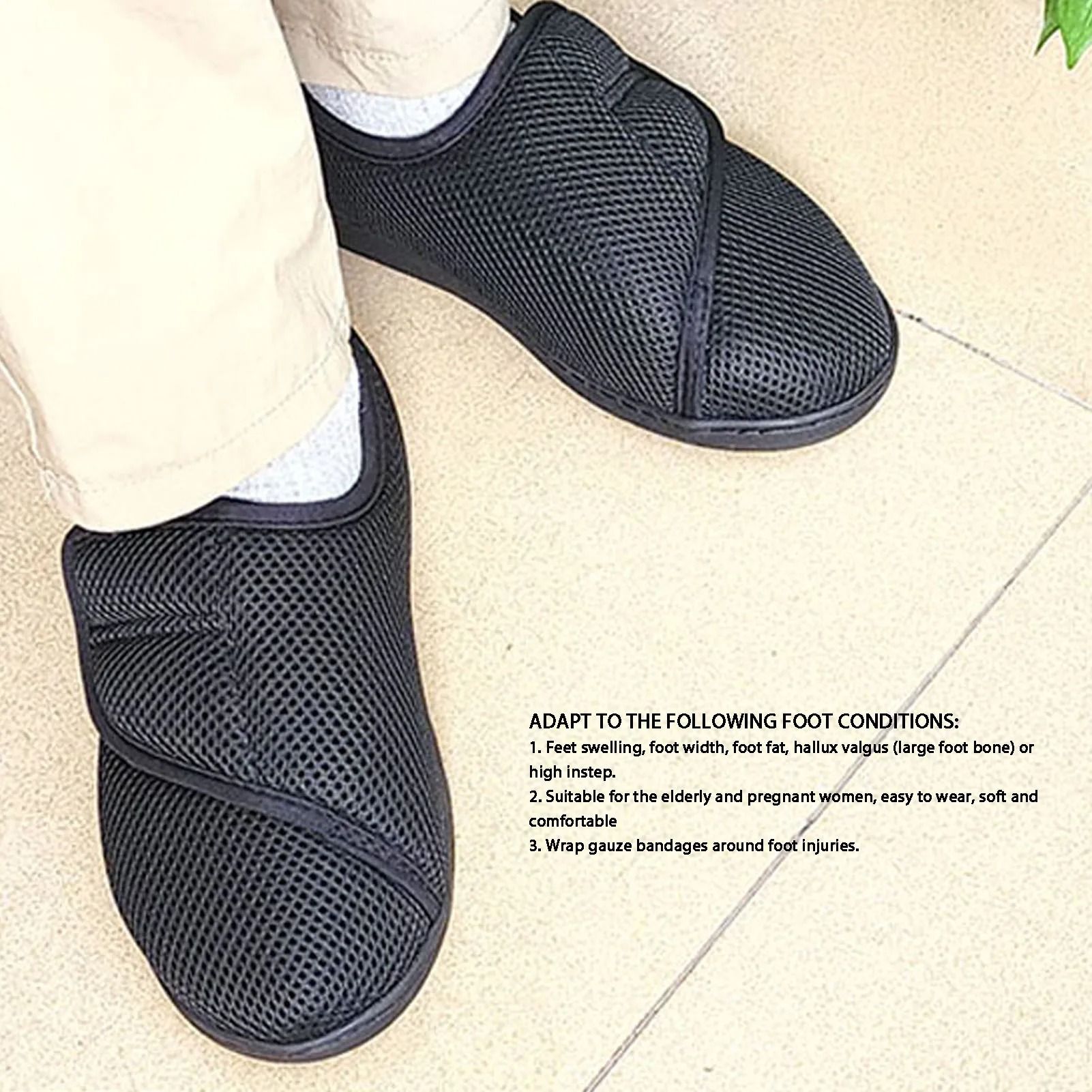 Full Coverage Diabetic Shoes with Anti Slip Sole and Adjustable Swollen Feet Support