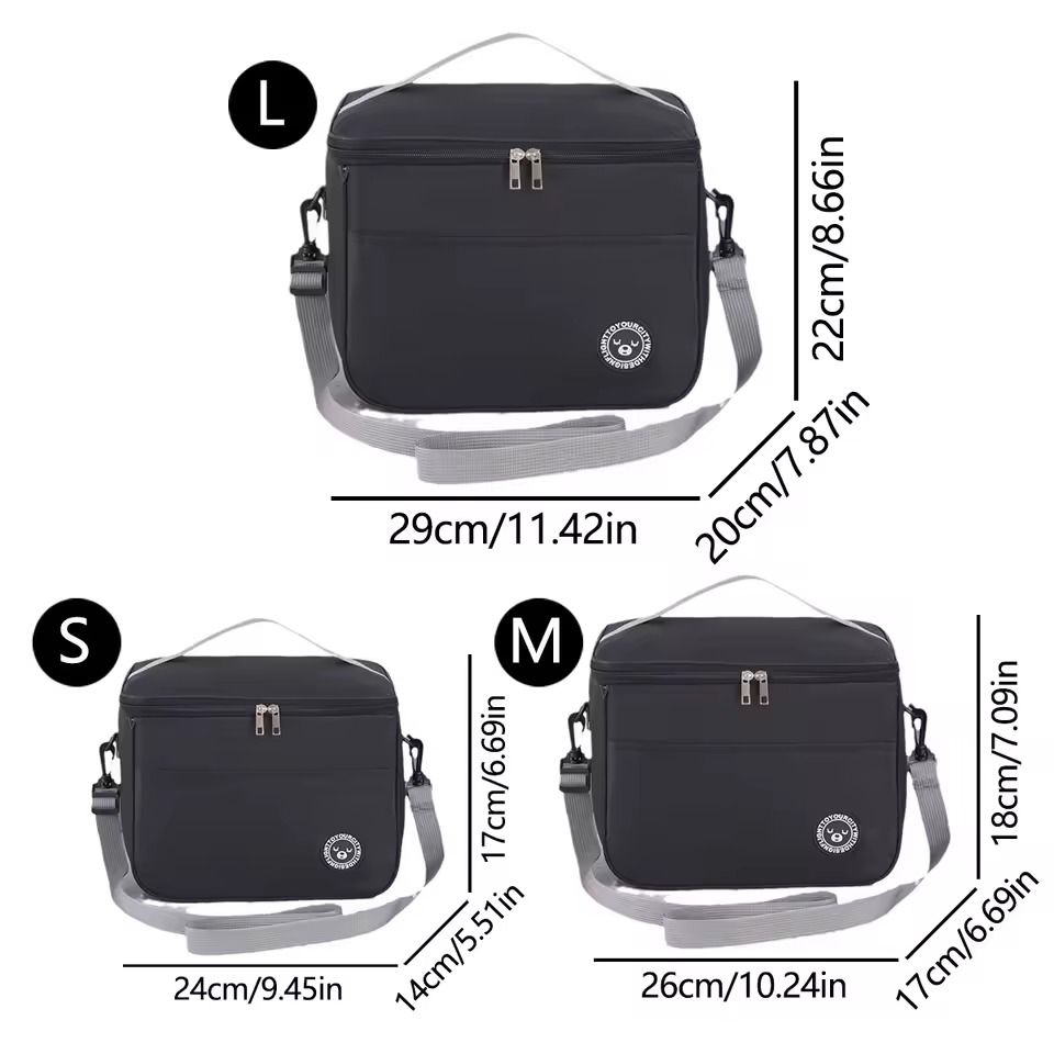 Insulated Lunch Bag with Shoulder Strap and Waterproof Lining