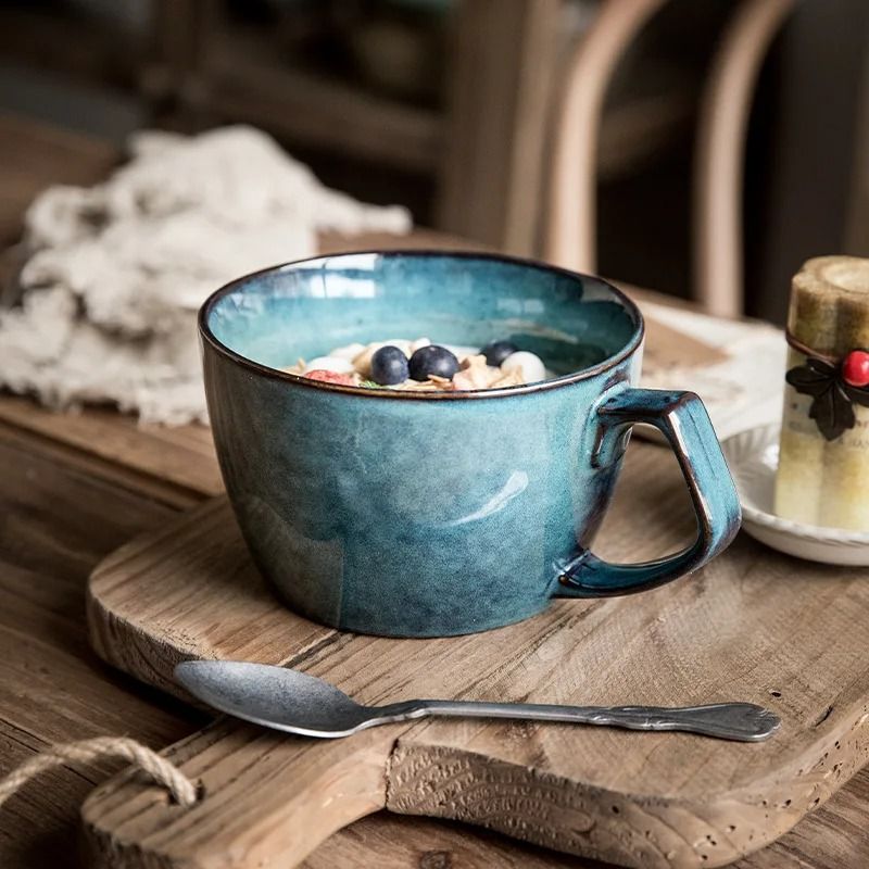 Sydney Blue Large Capacity Ceramic Oat Cup